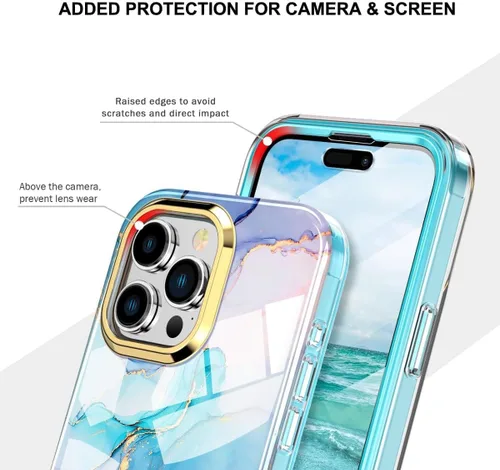 Vista 2 de Bonita funda de mármol para iPhone 11 Pro Max de 6.5 pulgadas, fabricada con protector de pantalla, ligera y elegante, cuerpo completo, a prueba