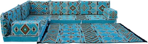 Vista 19 de arabicsofa Juego de sofás árabes tradicionales en forma de L - Sofás seccionales marroquíes - Asientos Majlis orientales para sala de estar