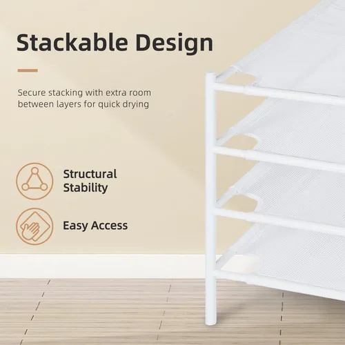 Vista 19 de STORAGE MANIAC Estante para Secar Suéteres, Estante de Secar Ropa de Malla, Estante de Secar Ropa de lavandería Apilable, Secador Plano