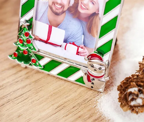 Vista 6 de WANSHUNLMI Marco de fotos verde 2026, marco de fotos de metal para Navidad, decoración de árbol de Navidad, mesa o árbol de Navidad, de dos maneras