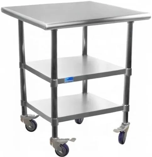Vista 10 de AmGood Stainless Steel Work Table with 2 Shelves and Casters Metal Utility Table On Wheels