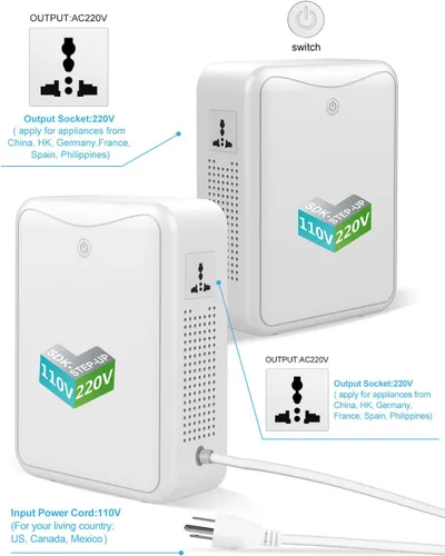 Vista 2 de Transformador Step Up de 110 V a 220 V, convertidor de voltaje de 2000 W, sin ruido, apto para exprimidores, máquinas de chocolate y otros