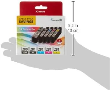 Vista 3 de Canon Paquete de tinta PGI-280 CLI-281 de 5 colores, compatible con impresoras inalámbricas TS8120, TS6120, TR8520, TR7520 y TS9120, Multi, PGI-280
