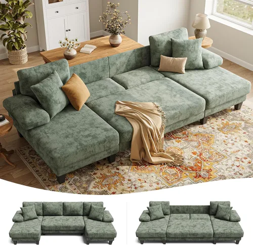 Vista 13 de Txtin's - Sofá cama con sofá cama extraíble Sofás de 112 pulgadas para sala de estar Sofá cama convertible en forma de U Chenille gris oscuro