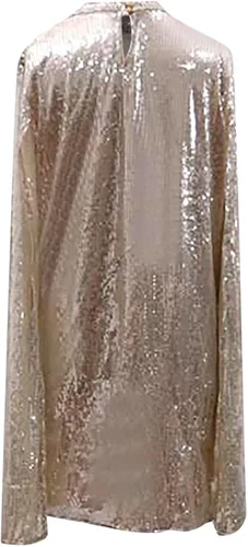 Vista 6 de Vestido de lentejuelas para fiesta de noche de mujer, vestido de club con purpurina brillante, vestido de cumpleaños sexy con cuello alto falso