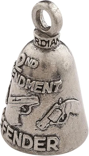 Vista 2 de Guardian Bell Campana patriótica de buena suerte con llavero y bolsa de regalo de terciopelo negro Campana de motocicleta Peltre sin plomo