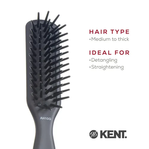 Vista 6 de Kent AH10G Airhedz Pro - Cepillo de pelo con pasador estrecho (pasador de grasa, gris)