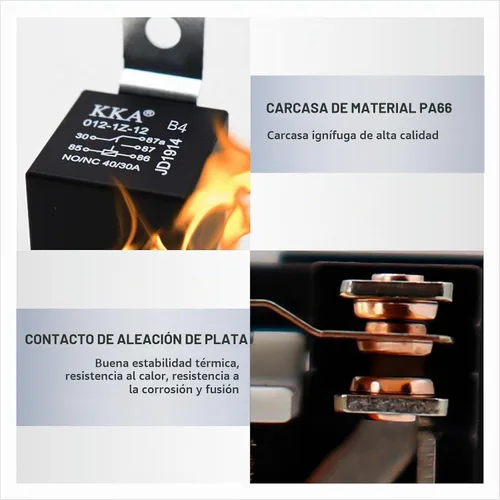 Vista 5 de Gunhunt 4 piezas de relés automotrices de 40A, interruptor de relé de coche, relé de 5 pines, relés impermeables de 12V para coche, componentes