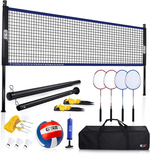 Vista 12 de GSE Games & Sports Expert Outdoor Yard Sports Net Game Set for Backyards, Parks, Beach, Lawn. Volleyball Set, Badminton Set OR Volleyball &