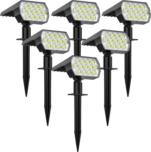 Vista 8 de WELALO Focos solares para exteriores, [2 unidades/65 LED/3 modos] focos solares de paisaje, luces de seguridad alimentadas por energía solar, luces