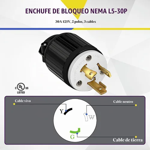 Vista 2 de ENERLITES NEMA L5-30P - Conector de bloqueo para generador, color negro