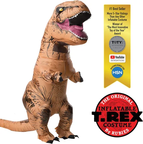 Vista 2 de Rubies Disfraz inflable de dinosaurio para adultos, para fiestas temáticas y Halloween