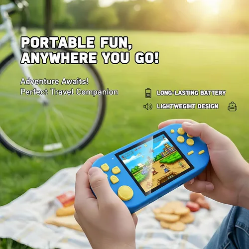 Vista 2 de Consola de juegos portátil de 16 bits, pantalla HD de 3 pulgadas, juegos retro 300 en 1, reproductor de videojuegos clásico portátil para niños