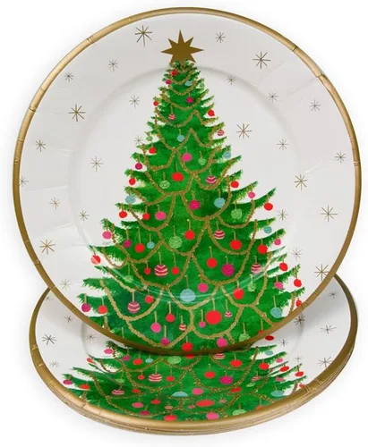 Vista 2 de Platos llanos Merry And Bright - 8 por paquete