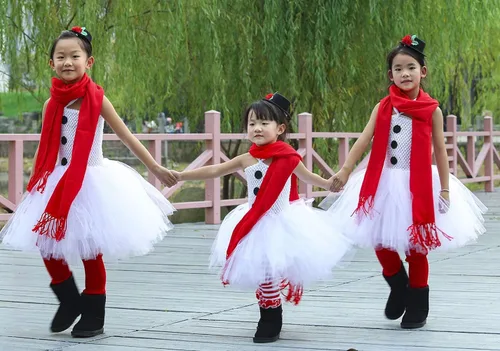 Vista 2 de Tutu Dreams Disfraz de muñeco de nieve para niñas con bufanda y sombrero diadema de tutú blanco vestido de Navidad
