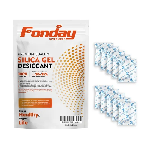 Vista 10 de Paquetes de desecantes de gel de sílice de grado alimenticio Fonday de 1 gramo, 50 paquetes, absorbedores de humedad deshumidificador