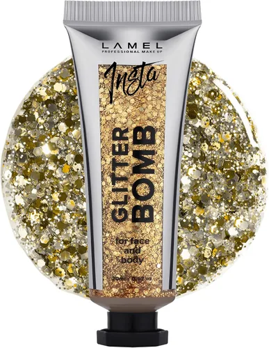Vista 9 de LAMEL Insta Glitter Bomb: gel holográfico de secado rápido para rostro y cuerpo con purpurina Brillo de larga duración y eliminación sin esfuerzo