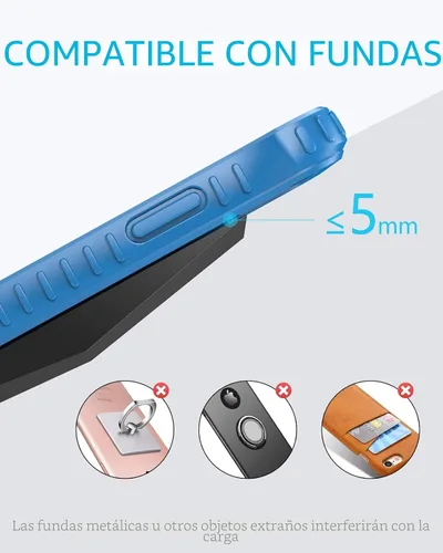 Vista 6 de NANAMI Cargador inalámbrico rápido con cargador de teléfono USB, soporte de carga certificado Qi con adaptador QC3.0 7.5W compatible con iPhone