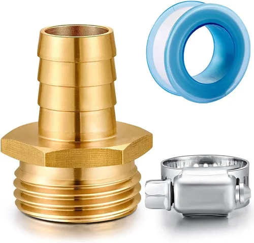 Vista 10 de Kit de reparación de manguera de jardín de latón sólido YELUN, conector con abrazaderas 1/2" púas x 3/4" hembra, apto para accesorios de manguera