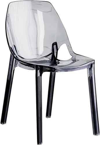 Vista 8 de Silla de comedor de acrílico moderna de mediados de siglo, silla de cocina transparente apilable con respaldo curvado para comedor, cocina, sala