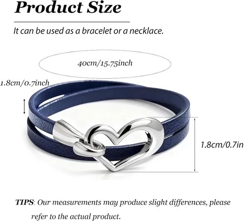 Vista 6 de Long tiantian Leather Bracelets for Women Men Heart Wrap Bracelets Western Jewelry Cowgirl Outfits Birthday Valentines Day Gifts for Her