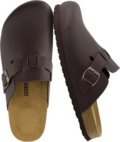 Vista 14 de CUSHIONAIRE Haze Zuecos para hombre, cómodos zuecos sin cordones para hombre con soporte de arco y plantilla de gamuza de corcho, zapatos perfectos