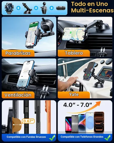 Vista 9 de YRU Soporte de teléfono celular para salpicadero de automóvil, con patente y grado militar, soporte de teléfono celular para ventilación de Negro