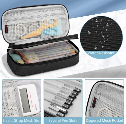 Vista 4 de FINPAC Estuche para lápices, caja de lápices de gran capacidad, organizador de almacenamiento de artículos de papelería para mujeres, hombres