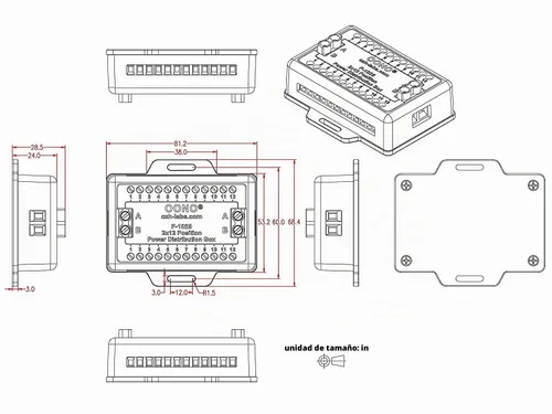 Vista 3 de Posición del módulo 30A/300V 2x12 de la caja de distribución del bloque de terminales de tornillo