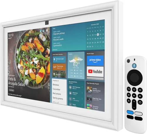 Vista 8 de Marco decorativo para Echo Show 15, funda de echo show 15, efecto de grano de madera oscura, protege tu eco show (grano de madera oscura)