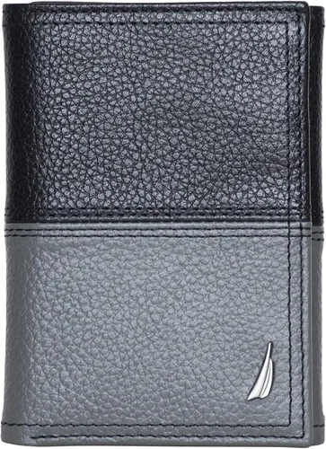 Vista 73 de Nautica Men's Trifold Wallet RFID Blocking Protection ID Window Card Slots Genuine Leather Durable
