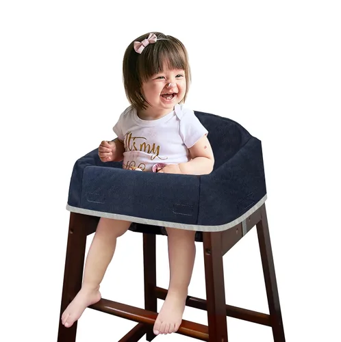 Vista 7 de Funda para silla alta de bebé de doble cinturón, sin plomo ni ftalatos, material resistente y robusto, funda impermeable lavable para sillas altas