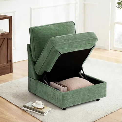 Vista 33 de TEKAMON - Sofá modular de 73" con almacenamiento en el asiento, sofá biplaza moderno de tela de chenilla para sala de estar, oficina, apartamento
