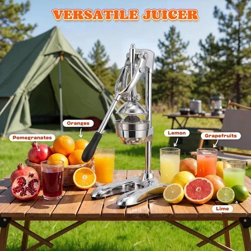 Vista 7 de Moongiantgo Exprimidor manual comercial, extractor de jugo de prensa manual resistente con 2 bolsas de frutas reutilizables, exprimidor profesional