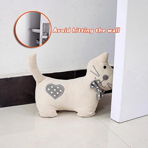 Vista 5 de Sanlykate Topes de puerta decorativos de tela, diseño de animales lindos de 1.8LB, topes de puerta resistentes anticolisión para el hogar, gato
