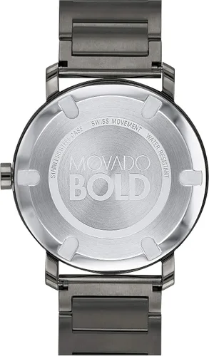 Vista 4 de Movado Bold Evolution - Pulsera de acero chapado en iones y eslabones para hombre color gris