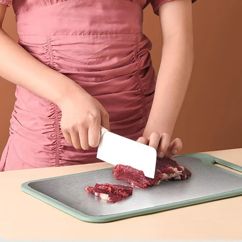Vista 6 de Tabla de cortar de doble cara, tabla de cortar de acero inoxidable, tabla de cortar carne para cocina, tabla de cortar grande para frutas y verduras