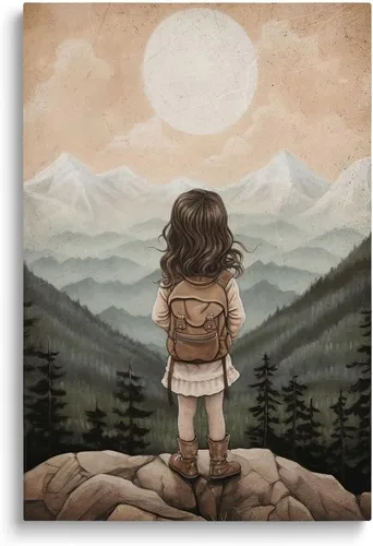 Vista 17 de Decoración de pared para cuarto de bebé, decoración de habitación de niño y aventura, arte de pared de montaña en acuarela para niños, decoración