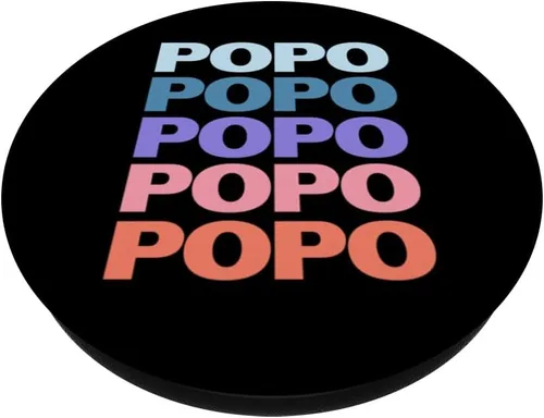 Vista 2 de Funny Modern Repeated Text Design Popo Grandpa Granddad PopSockets Adhesive PopGrip