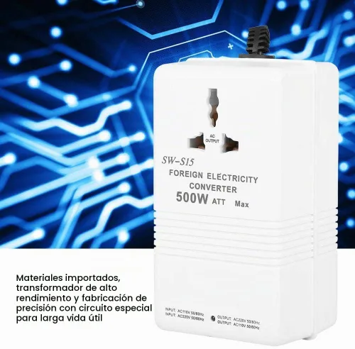 Vista 4 de Convertidor de voltaje de viaje de 500W, 110V-220V Step Up Down