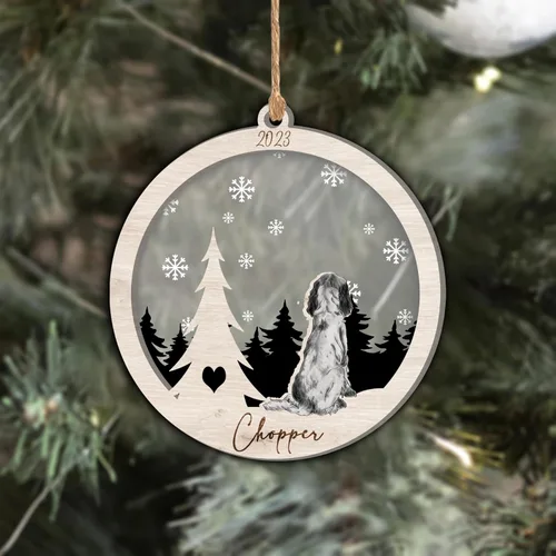 Vista 92 de Nazenti Adorno de Navidad conmemorativo personalizado, regalo personalizado de recuerdo de perro, condolencias por pérdida de mascotas, sabueso