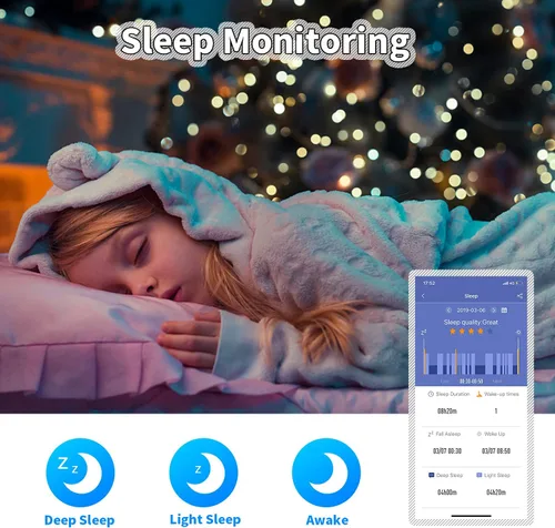 Vista 5 de Reloj para niños, rastreador de fitness, reloj de fitness para niños, rastreador de actividad con podómetros, cronómetro, resistente al agua IP68
