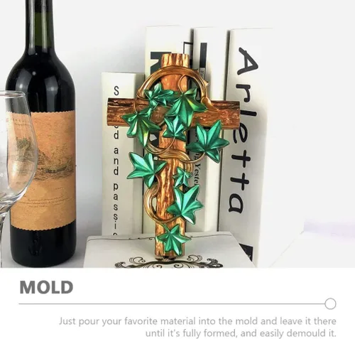 Vista 9 de OSALADI Vasos de paja Moldes de fundición de silicona en forma de cruz Molde epoxi Llavero de silicona de resina para bricolaje, collar, pulsera