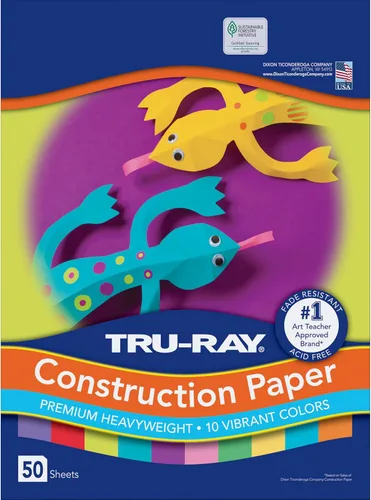 Vista 2 de Tru-Ray Papel de construcción, 10 colores vibrantes, 9 x 12 pulgadas, 50 hojas 10 colores vibrantes, 9 x 12 pulgadas, 50 hojas, resistente a