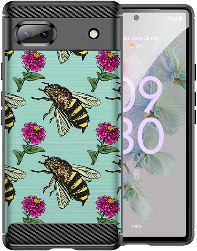Vista 8 de CasesOnDeck - Funda de TPU negra compatible con Google Pixel 6A (2022) / Pixel 6A, delgada, minimalista, flexible, texturizada, formas abstractas