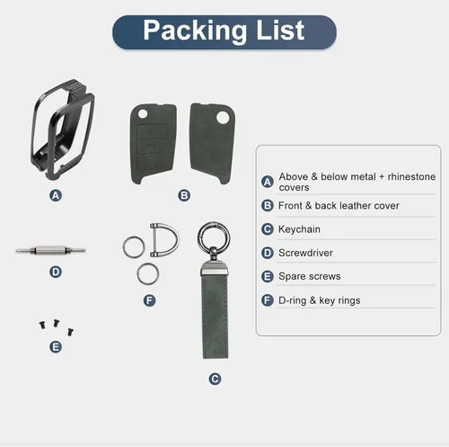 Vista 7 de YO&YOYE Compatible con funda para llavero Volkswagen con llavero