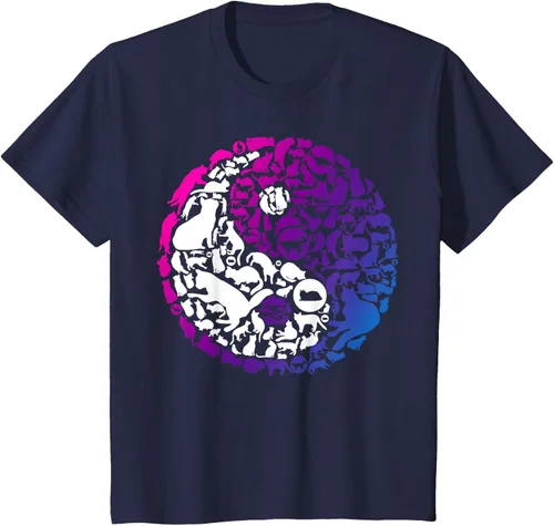 Vista 51 de Cute Kitty Cats and Zen Spirit Peace & Love Yin Yang - Camiseta de gato Negro
