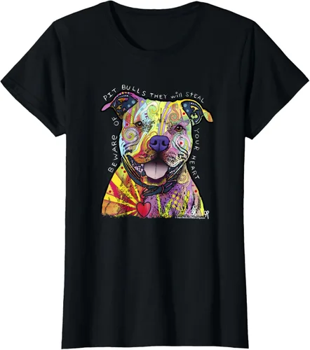 Vista 42 de Beware Of Pit Bulls, Dean Russo Pitbull Original - Camiseta para amantes de los perros, Negro