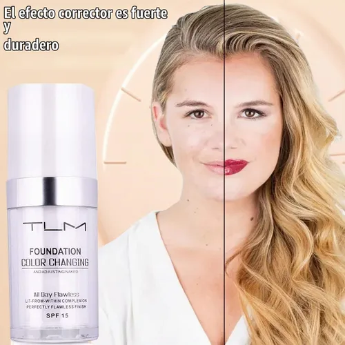 Vista 4 de Base de maquillaje que cambia de color TLM, 2 unidades, 1.0 fl oz, cobertura completa, base líquida impecable, cubierta líquida para la cara