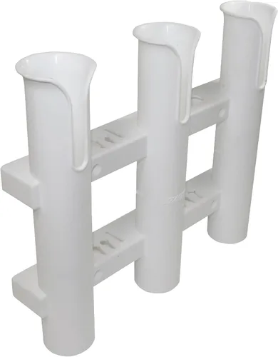 Vista 6 de SeaSense Soporte para caña de pescar de 2 estantes para tu barco, pontón, garaje - Práctico almacenamiento para cañas de pescar, alicates, cuchillos